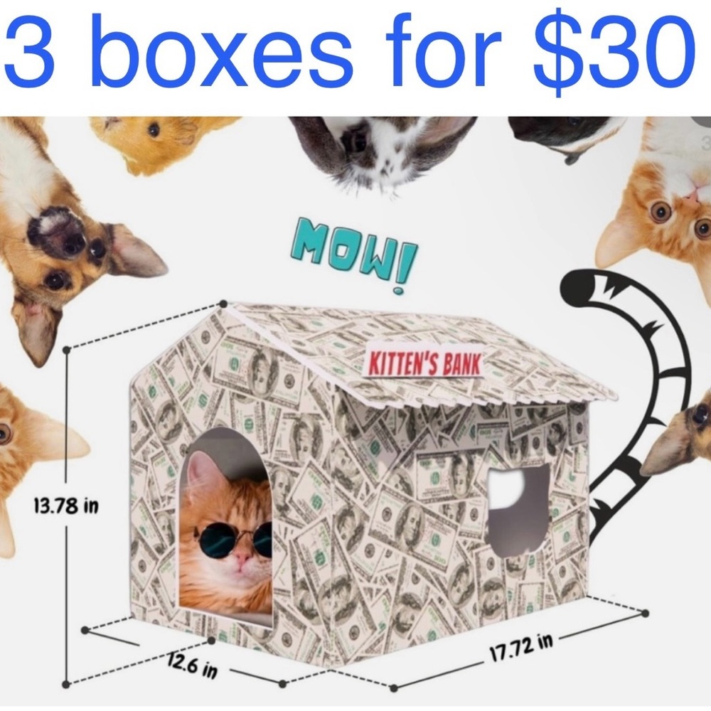 Cardboard Cat Scratcher Kitten cardboard box/ house (3 for $30)